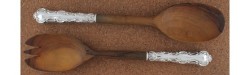 Louis De France - Birks  - Salad Serving Set Olive Wood with silver handles